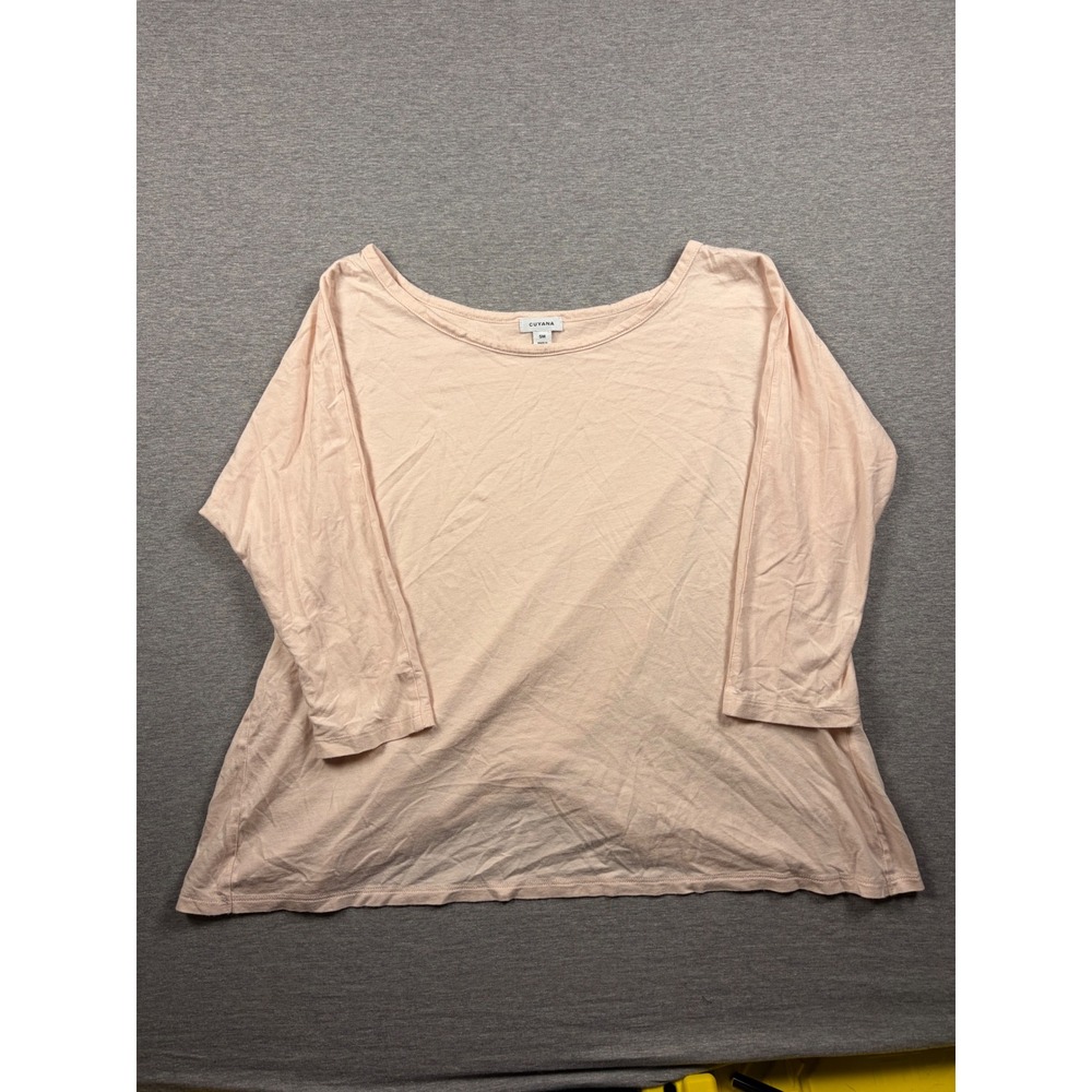 Cuyana Top Size SM Pima Cotton Modal Pink Long Sleeve Boat Neck Tulip Back